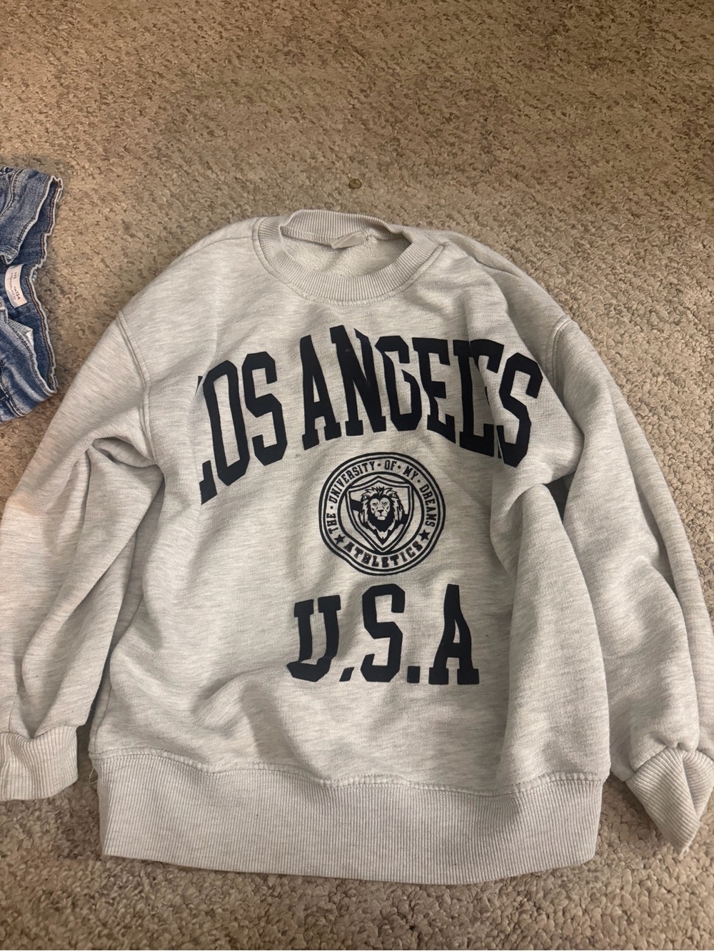 Zara Girls 3 Piece Outfit Bundle Jeans Ruffle Top & LA Sweatshirt Sizes 9–10 - Picture 4 of 7